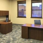 Kimball Priority L Shape Desk with HON Upholstered Back Ignition Task Chair