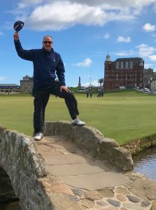 Kimball's sales incentive travel rewards-David McCormick at one of the finest golf courses in St. Andrews of Scotland.