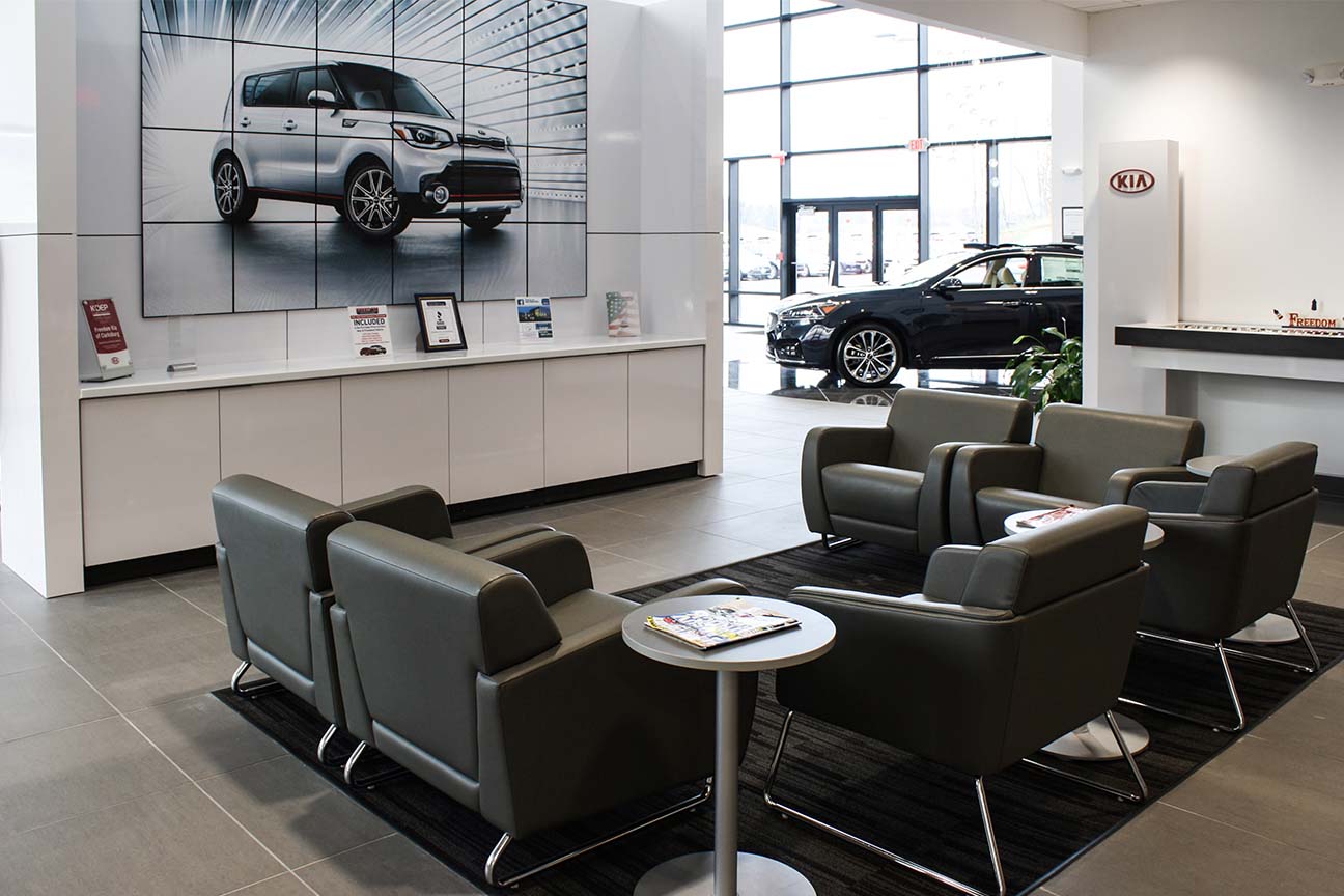 KIA dealership-lounge furniture-designed by Omega Commercial Interiors