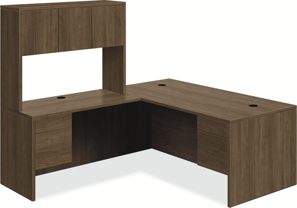 Hon 10500 Series Right Pedestal Desk, left return with Stack-on Storage