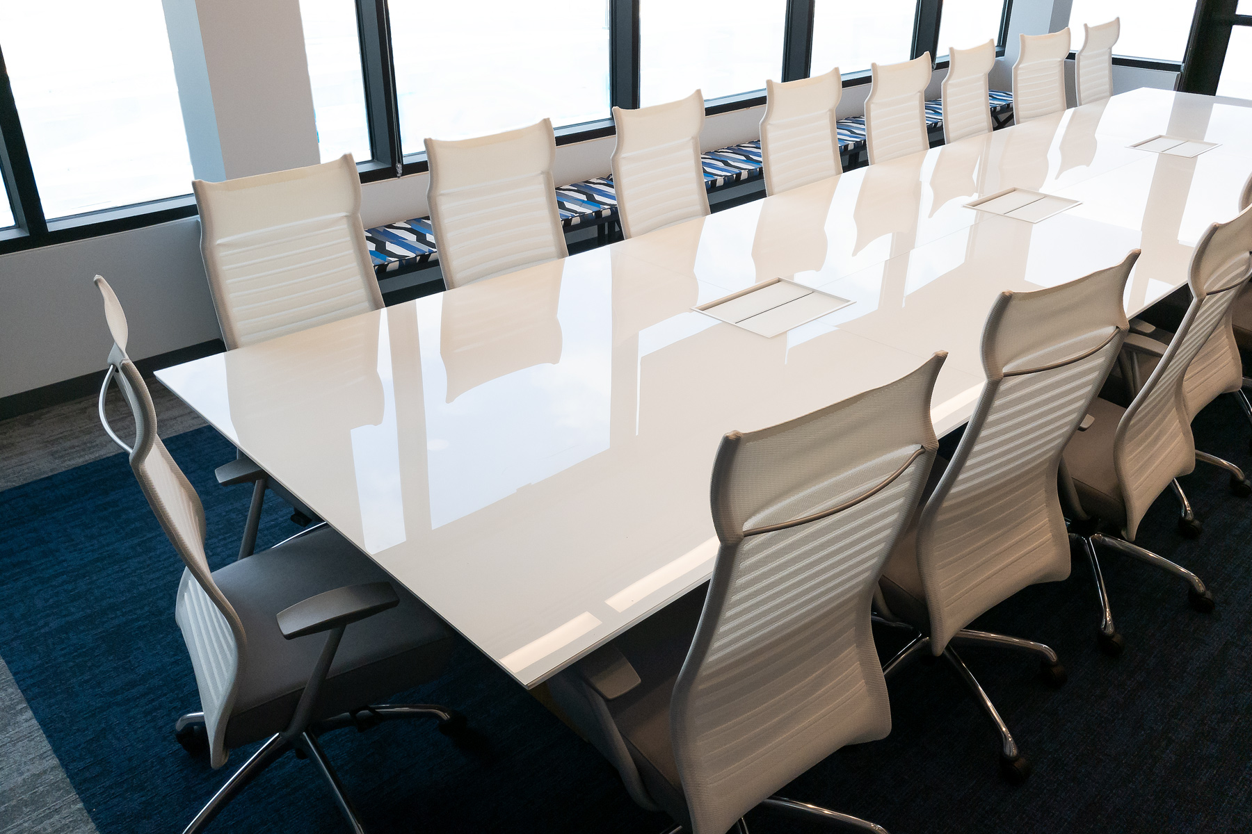 Nucraft® Myne™ Conference Table, Source International® Purl™ Chairs and Kimball® Fixit™ Benches